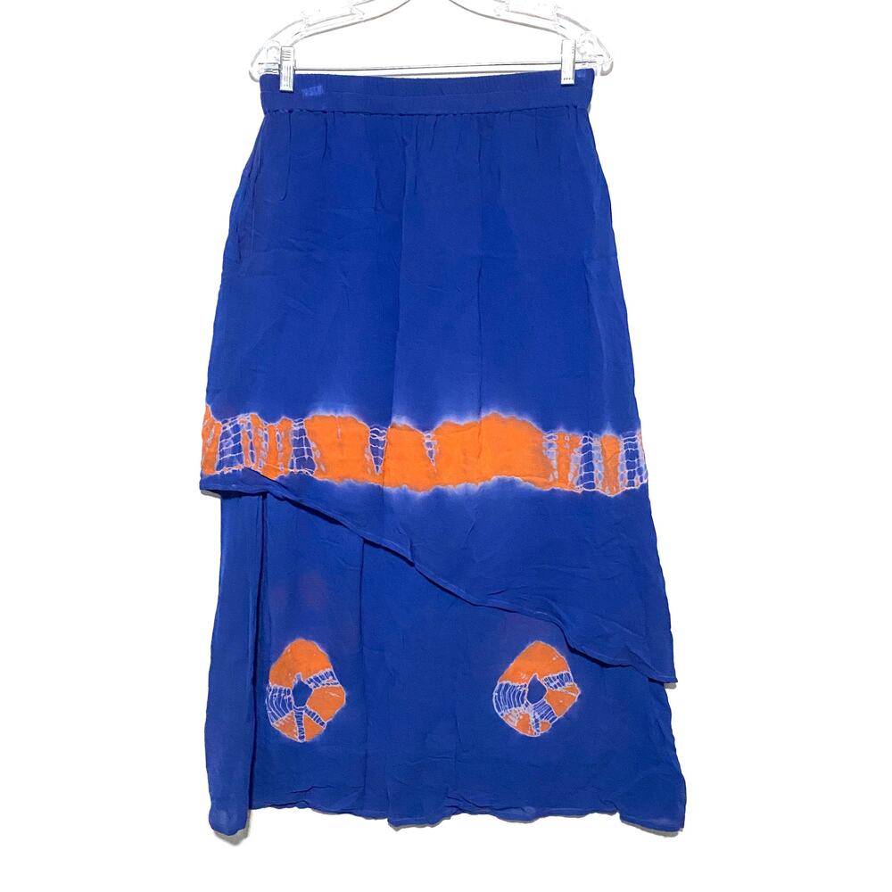 Original Anthony Skirt M Boho Hippie Festival Elastic Waist Y2K Art To Wear Blue